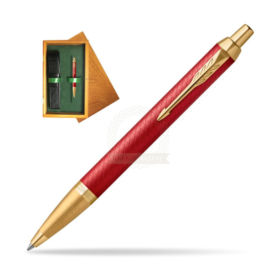 Parker IM Premium Red GT Penna a Sfera in single wooden box Honey Single Green