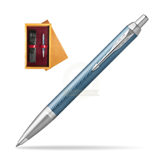 Parker IM Premium Blue Grey CT Penna a Sfera in single wooden box Honey Single Maroon