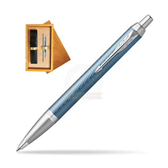 Parker IM Premium Blue Grey CT Penna a Sfera in single wooden box Honey Single Ecru