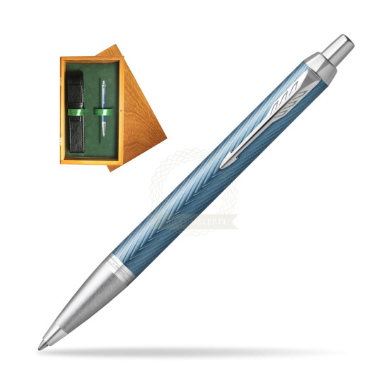 Parker IM Premium Blue Grey CT Penna a Sfera in single wooden box Honey Single Green