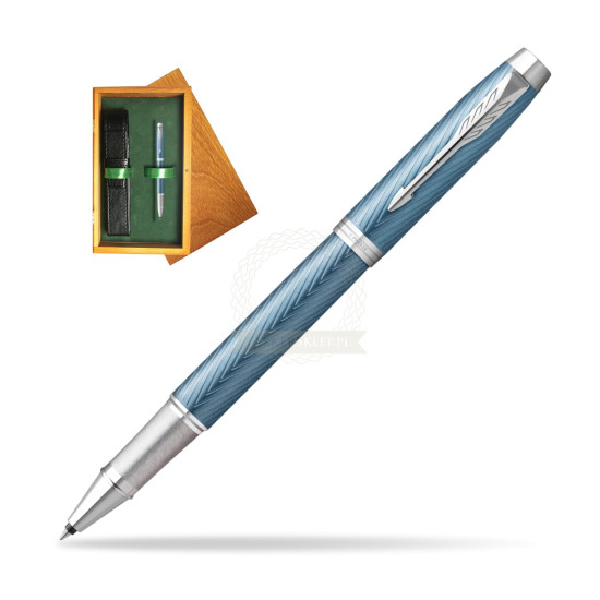 Parker IM Premium Blue Grey CT Rollerball Pen in single wooden box Honey Single Green
