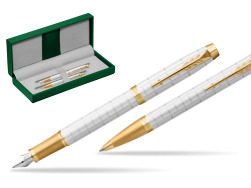 IM Premium Pearl GT Fountain Pen + Ballpoint Pen SET in the green leather box