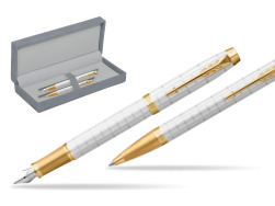 IM Premium Pearl GT Fountain Pen + Ballpoint Pen SET in suede box grey