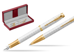 IM Premium Pearl GT Fountain Pen + Ballpoint Pen SET in the red leather box