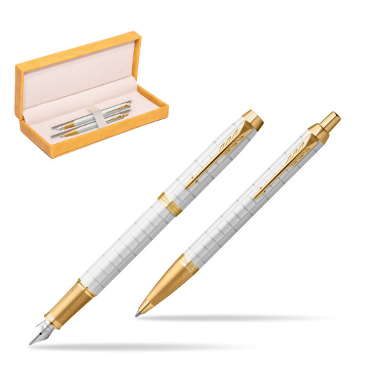 IM Premium Pearl GT Fountain Pen + Ballpoint Pen SET in suede box yellow