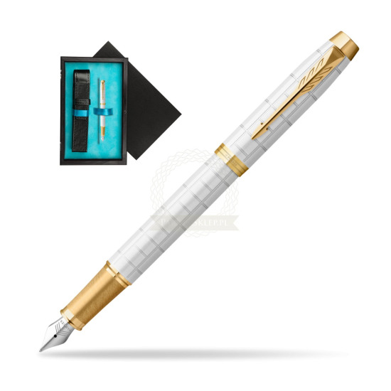Parker IM Premium Pearl GT Penna Stilografica in single wooden box Black Single Turquoise