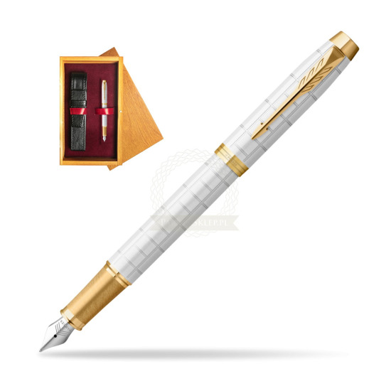 Parker IM Premium Pearl GT Penna Stilografica in single wooden box Honey Single Maroon