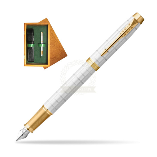 Parker IM Premium Pearl GT Penna Stilografica in single wooden box Honey Single Green