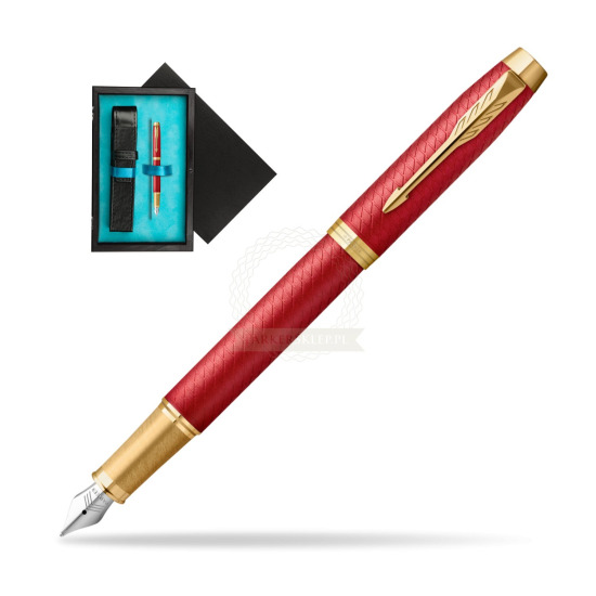 Parker IM Premium Red GT Penna Stilografica in single wooden box Black Single Turquoise