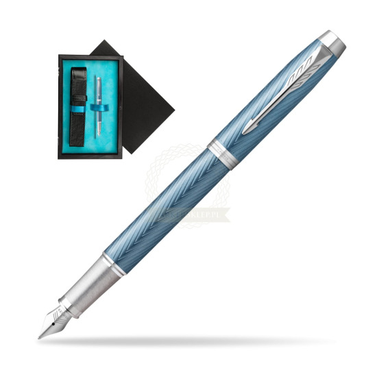 Parker IM Premium Blue Grey CT Penna Stilografica in single wooden box Black Single Turquoise