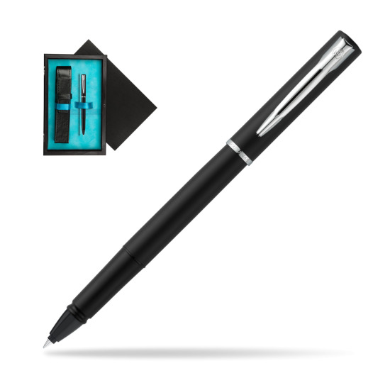 Waterman Allure Matt Black CT Rollerball Pen in single wooden box Black Single Turquoise