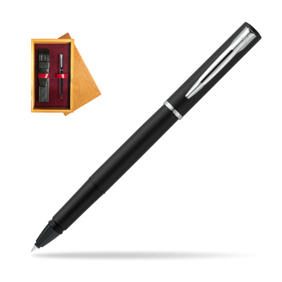 Waterman Allure Matt Black CT Rollerball Pen in single wooden box Honey Single Maroon