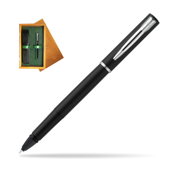 Waterman Allure Matt Black CT Rollerball Pen in single wooden box Honey Single Green