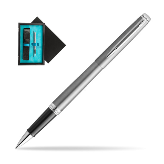 Waterman Hemisphere Essential Metallic Steel CT Rollerball Pen in single wooden box Black Single Turquoise