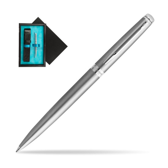 Waterman Hemisphere Essential Metallic Ballpoint Pen Steel CT in single wooden box Black Single Turquoise