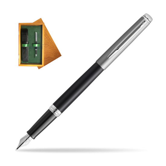 Penna Stilografica Waterman Hemisphere Essential Metallic Black CT in single wooden box Honey Single Green