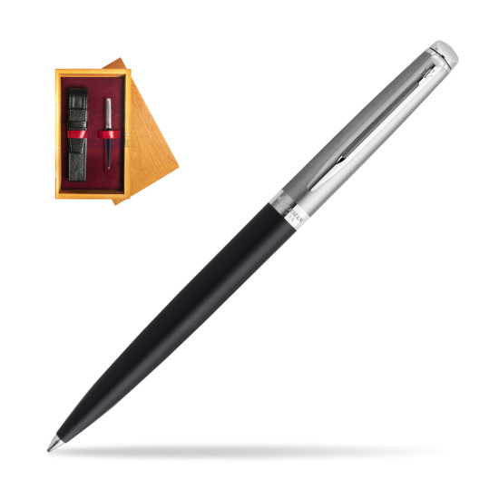 Waterman Hemisphere Essential Metallic Penna a Sfera Black CT in single wooden box Honey Single Maroon