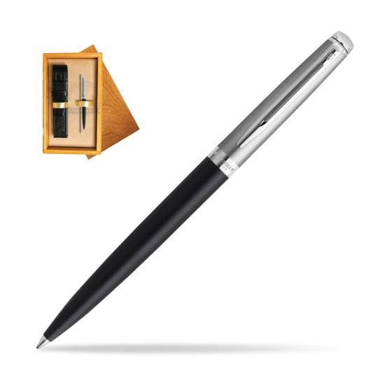 Waterman Hemisphere Essential Metallic Penna a Sfera Black CT in single wooden box Honey Single Ecru