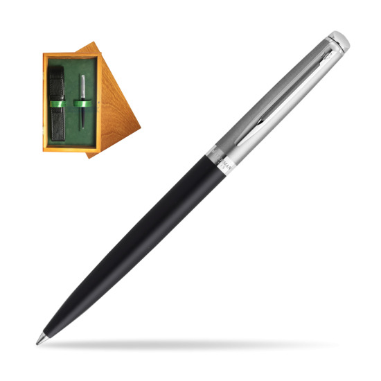 Waterman Hemisphere Essential Metallic Penna a Sfera Black CT in single wooden box Honey Single Green