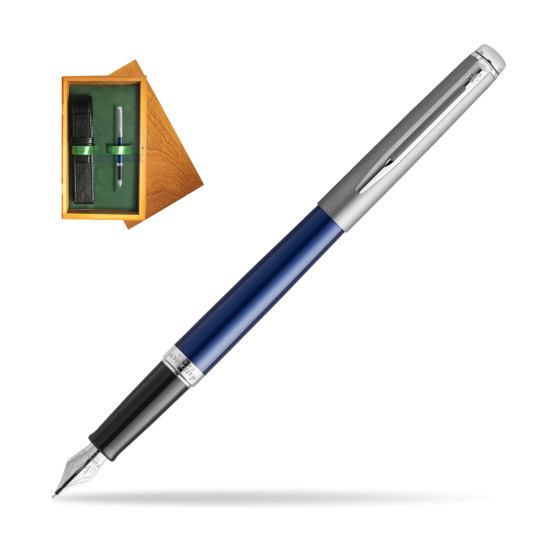 Fountain pen Waterman Hemisphere Essential Metallic Blue CT in single wooden box Honey Single Green