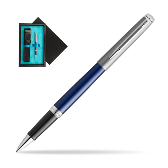 Waterman Rollerball Pen Hemisphere Essential Metallic Blue CT in single wooden box Black Single Turquoise