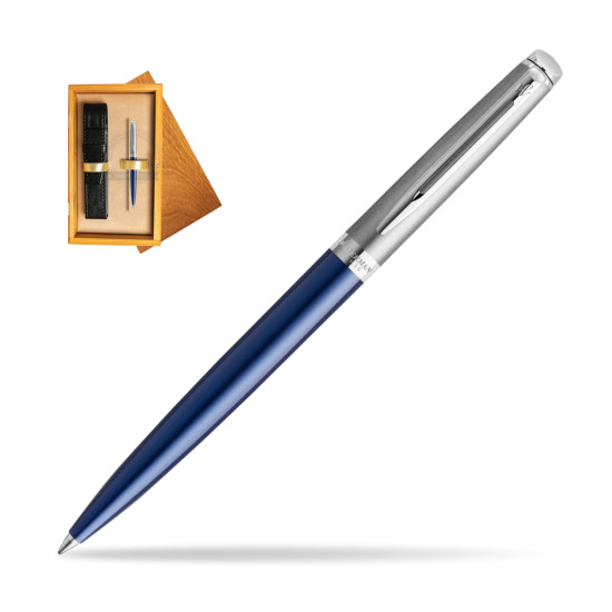 Waterman Hemisphere Essential Metallic Ballpoint Pen Blue CT in single wooden box Honey Single Ecru