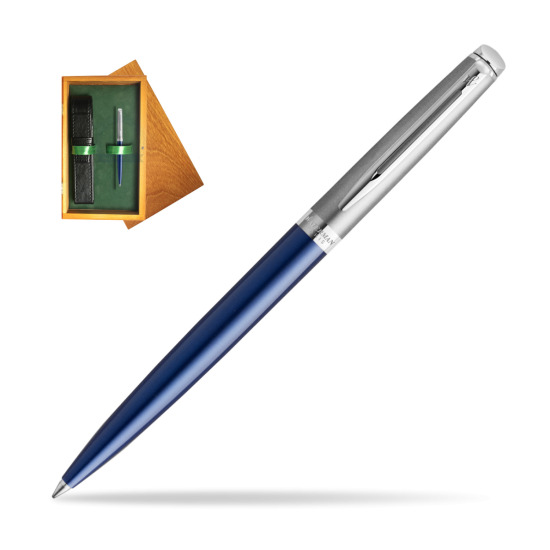 Waterman Hemisphere Essential Metallic Ballpoint Pen Blue CT in single wooden box Honey Single Green