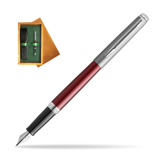 Penna Stilografica Waterman Hemisphere Essential Metallic Red CT in single wooden box Honey Single Green