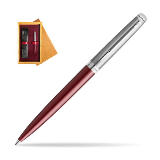 Waterman Hemisphere Essential Metallic Penna a Sfera Red CT in single wooden box Honey Single Maroon