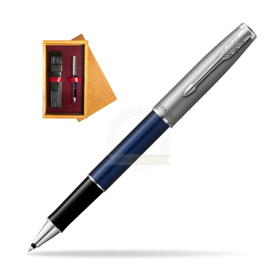 Parker Sonnet Sand Blasted Metal Blue CT Rollerball Pen in single wooden box Honey Single Maroon