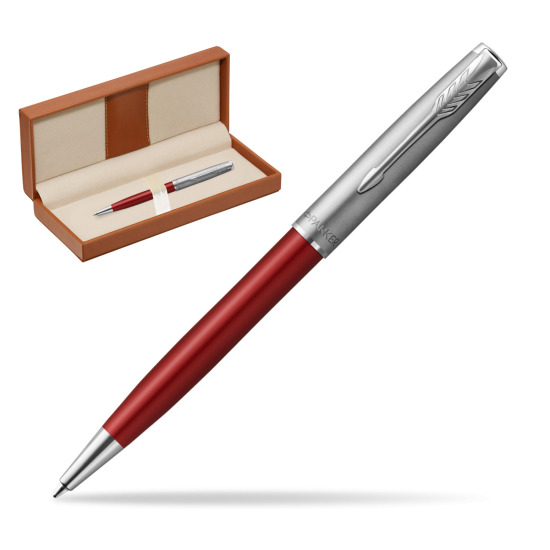 Parker Sonnet Sand Blasted Metal Red CT Penna a Sfera  in classic box brown