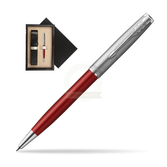 Parker Sonnet Sand Blasted Metal Red CT Penna a Sfera in single wooden box Wenge Single Ecru