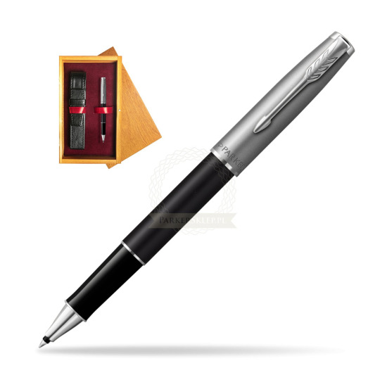 Parker Sonnet Sand Blasted Metal Black CT Rollerball Pen in single wooden box Honey Single Maroon
