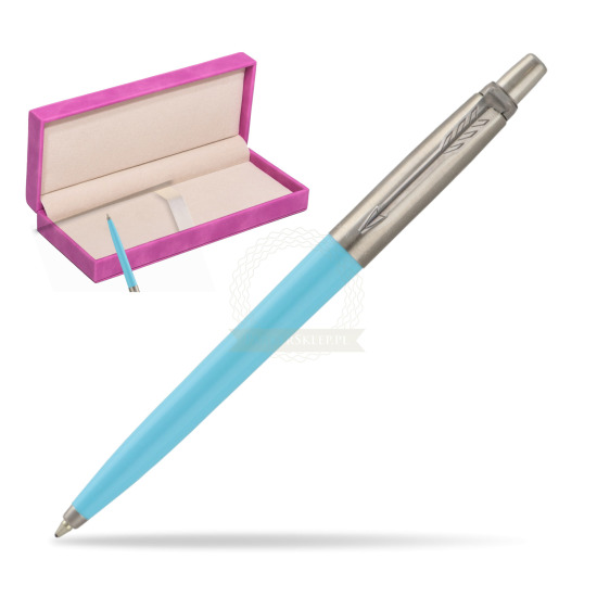 Parker Jotter Pop Art 70s Blue Ballpen in suede box fuchsia
