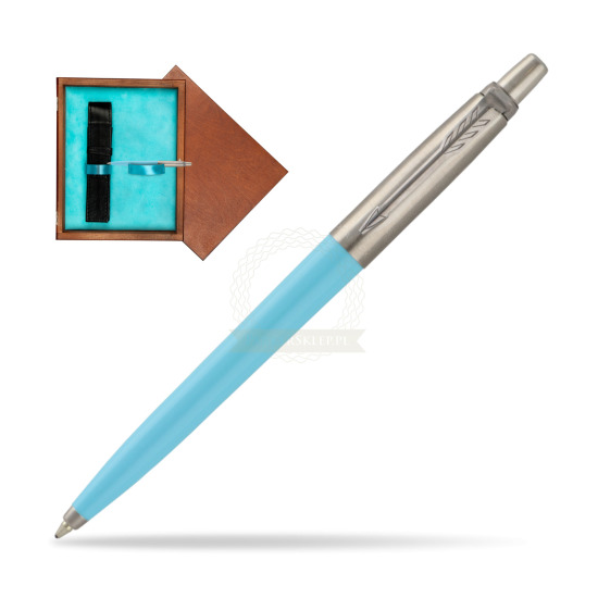 Parker Jotter Pop Art 70s Blue Ballpen in single wooden box Mahogany Single Turquoise 