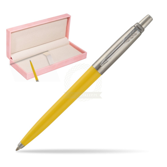 Parker Jotter Pop Art 70s Yellow Ballpen in suede box pink