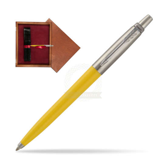 Parker Jotter Pop Art 70s Yellow Ballpen in single wooden box Mahogany Single Maroon