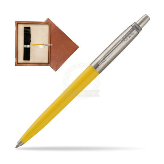 Parker Jotter Pop Art 70s Yellow Ballpen in single wooden box Mahogany Single Ecru