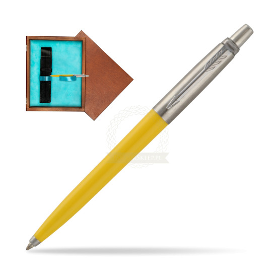 Parker Jotter Pop Art 70s Yellow Ballpen in single wooden box Mahogany Single Turquoise 