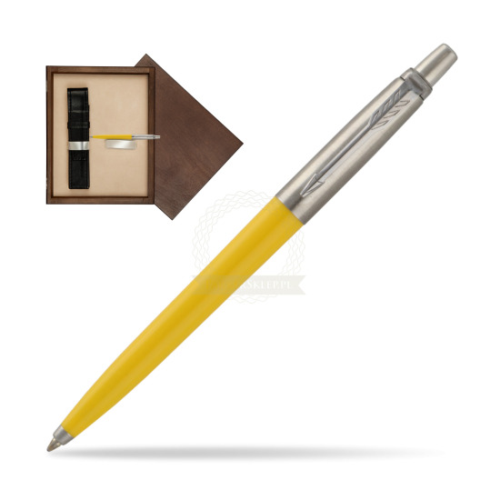 Parker Jotter Pop Art 70s Yellow Ballpen in single wooden box Wenge Single Ecru