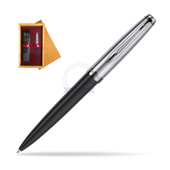 Waterman Embleme Core Black Ballpoint Pen in single wooden box Honey Single Maroon