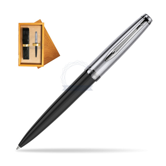 Waterman Embleme Core Black Ballpoint Pen in single wooden box Honey Single Ecru