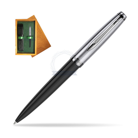 Waterman Embleme Core Black Ballpoint Pen in single wooden box Honey Single Green