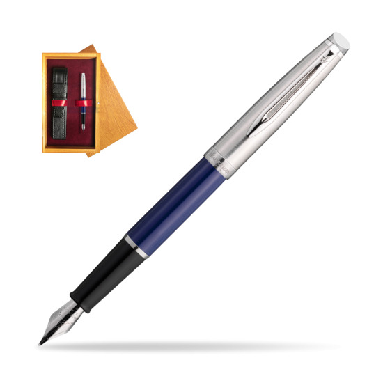 Waterman Penna Stilografica Embleme Core Blue in single wooden box Honey Single Maroon
