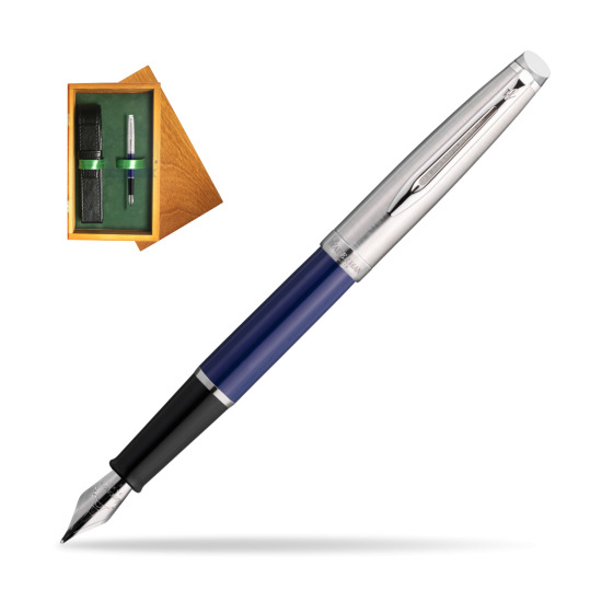 Waterman Penna Stilografica Embleme Core Blue in single wooden box Honey Single Green