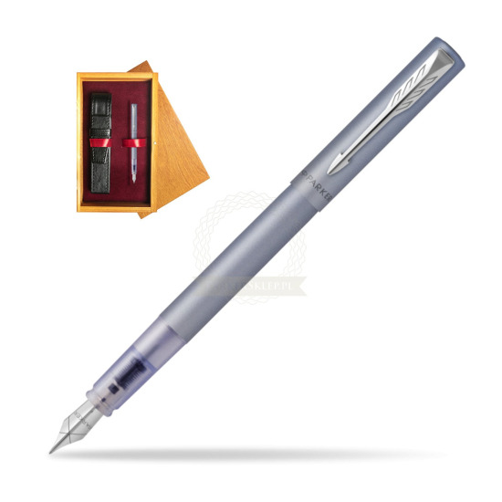 Parker Vector XL Silver Blue Penna Stilografica in single wooden box Honey Single Maroon