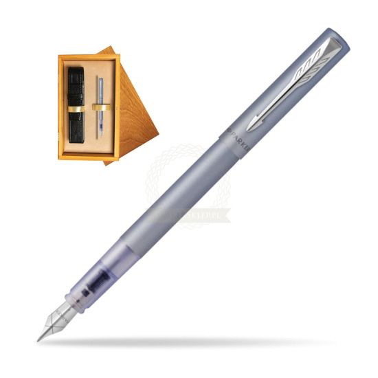 Parker Vector XL Silver Blue Penna Stilografica in single wooden box Honey Single Ecru