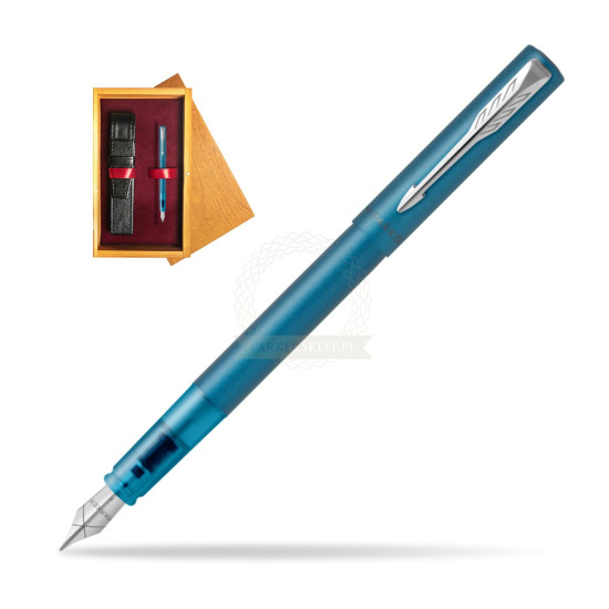 Parker Vector XL Teal Penna Stilografica in single wooden box Honey Single Maroon