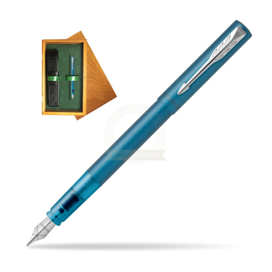 Parker Vector XL Teal Penna Stilografica in single wooden box Honey Single Green