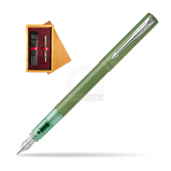 Parker Vector XL Green Penna Stilografica in single wooden box Honey Single Maroon